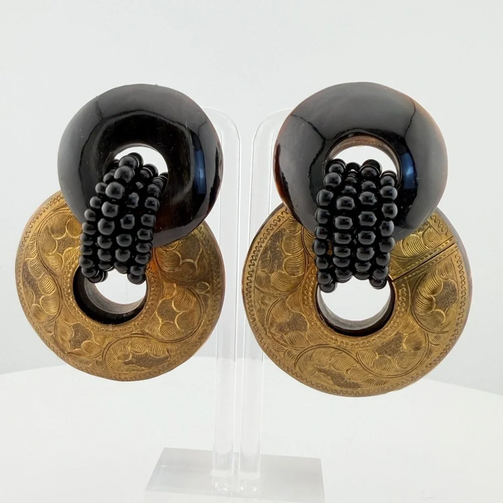 Vintage horn and brass boho door knockers